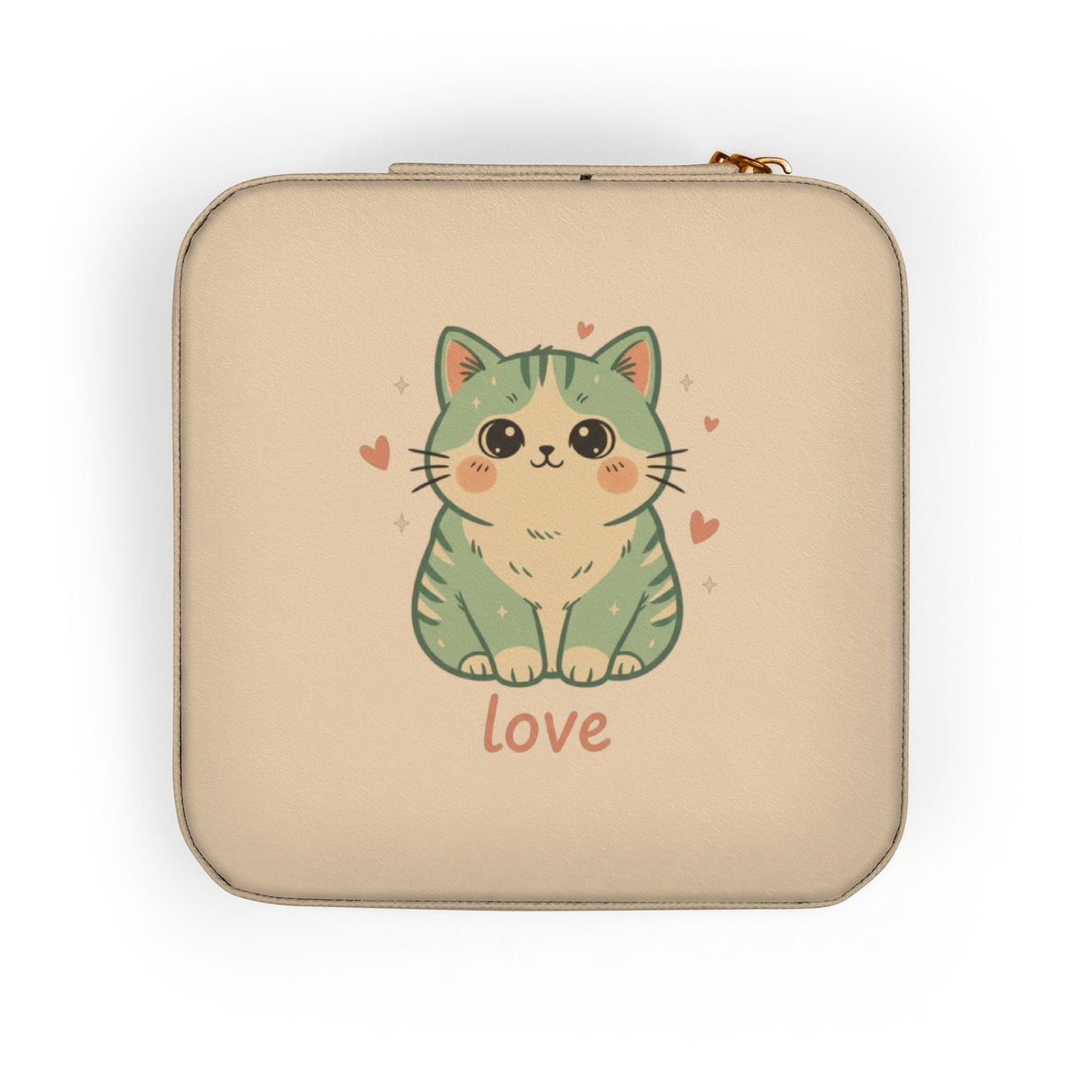 Cute Kitty Love Tabby Cat Jewelry Travel Case | Compact Organizer