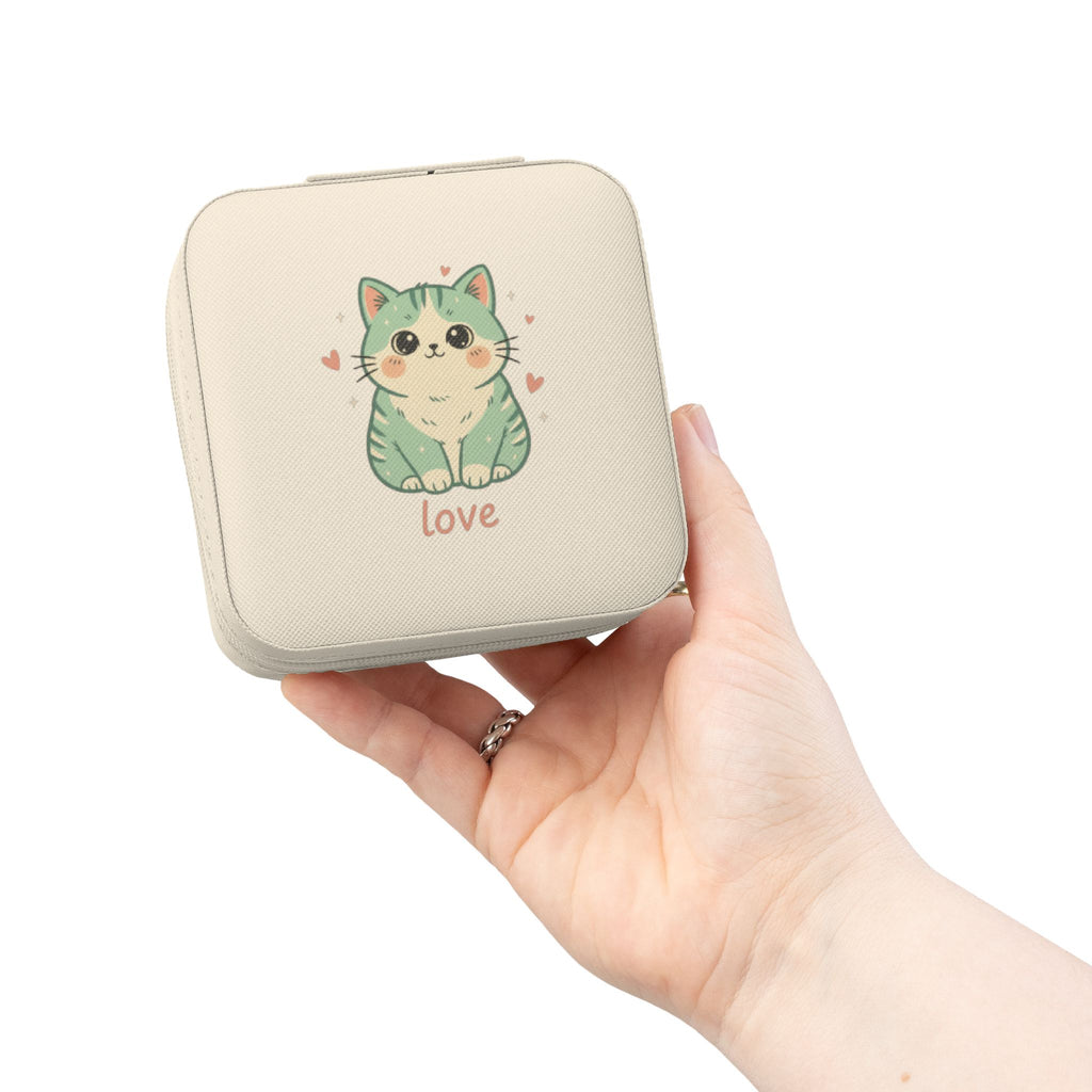 Cute Kitty Love Tabby Cat Jewelry Travel Case | Compact Organizer