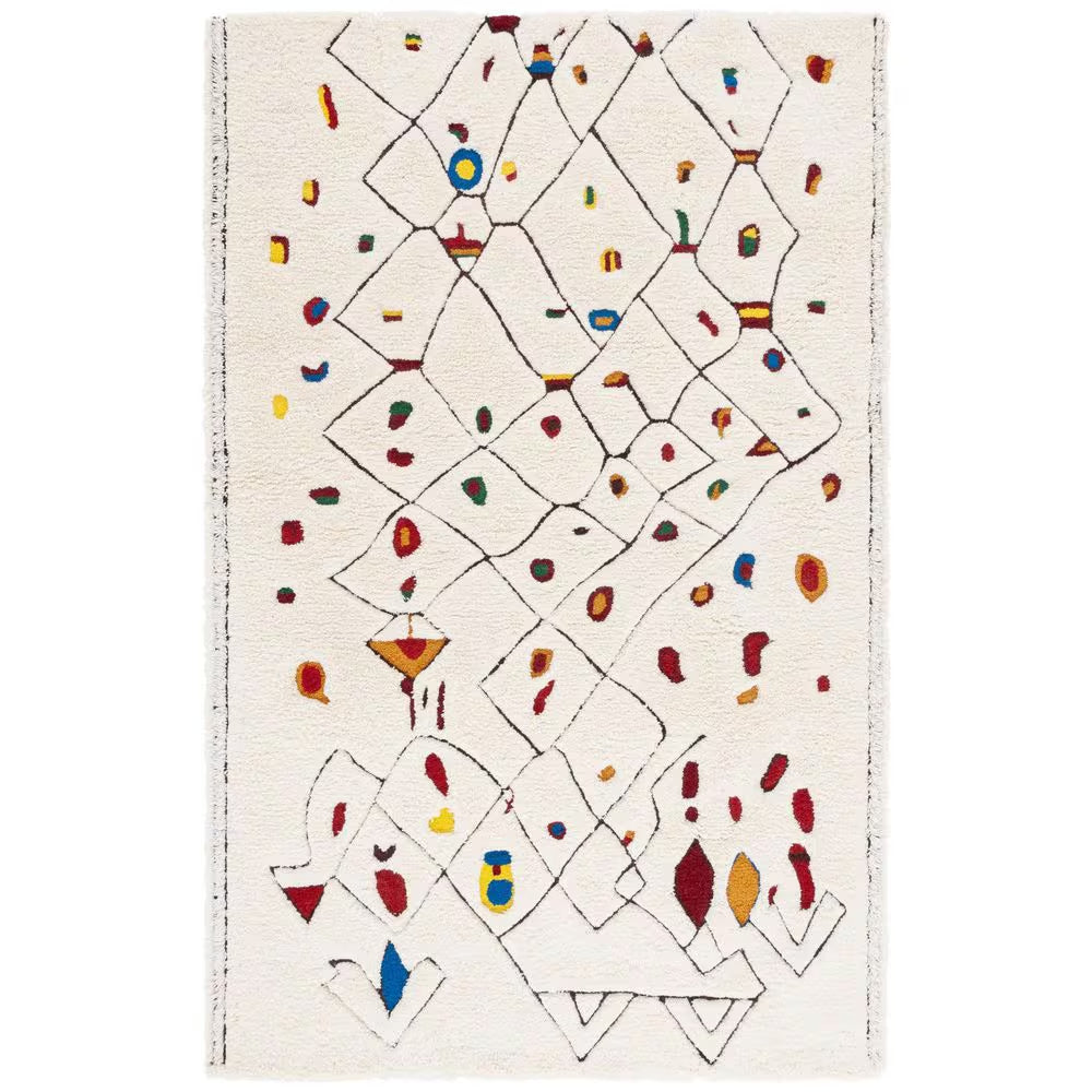 Casablanca Ivory/Red 3 Ft. X 5 Ft.High-Low Abstract Aztec Area Rug