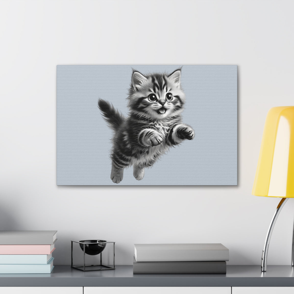 Playful tabby Kitten Canvas- Sage Collection- Bestie Best Decor Collection