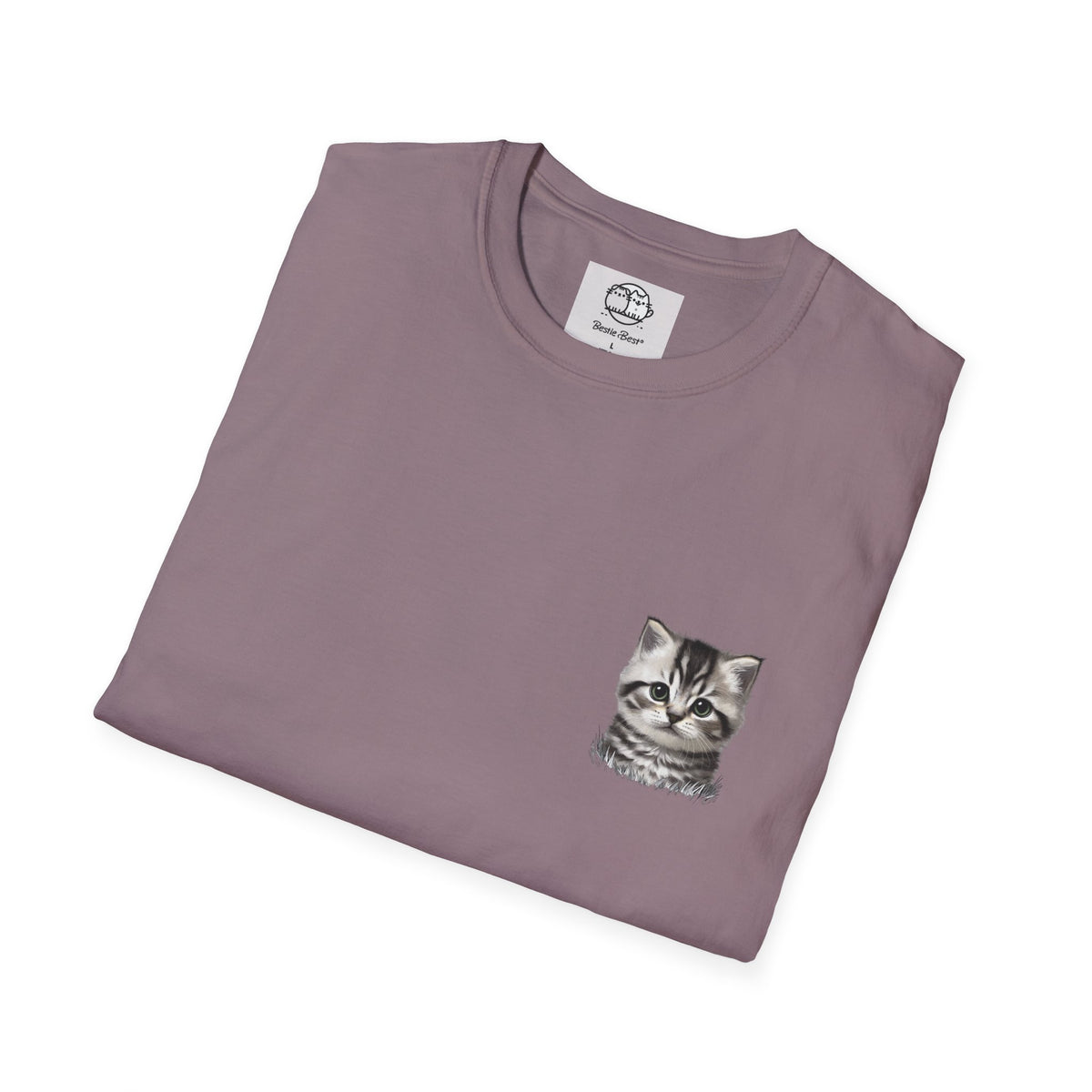 Proper Kitten Portrait T-Shirt | Small Chest Pocket Illustration- Bestie Best Collection