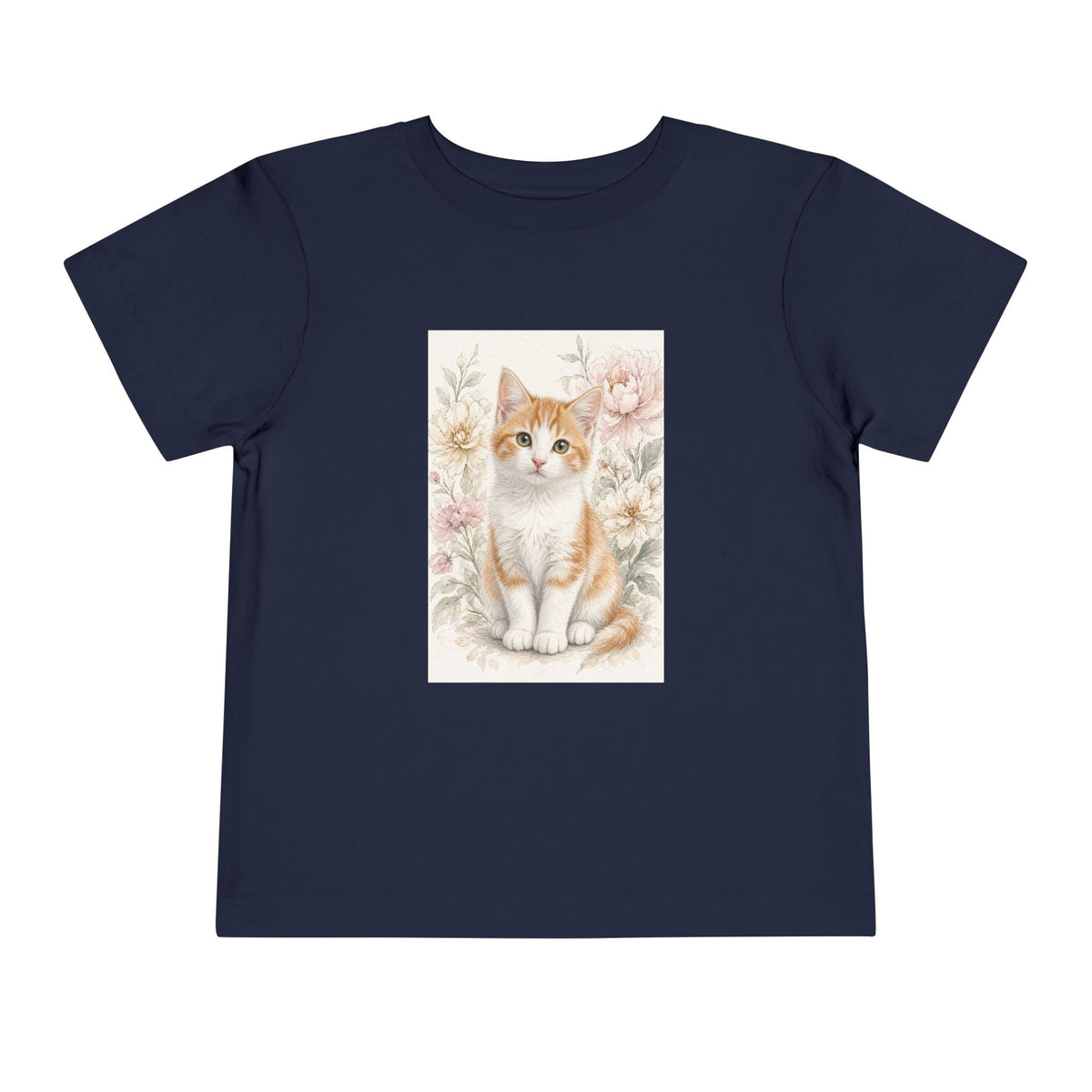 Adorable Orange Kitten Toddler Tee | Floral Cat Painting- Vienna Collection