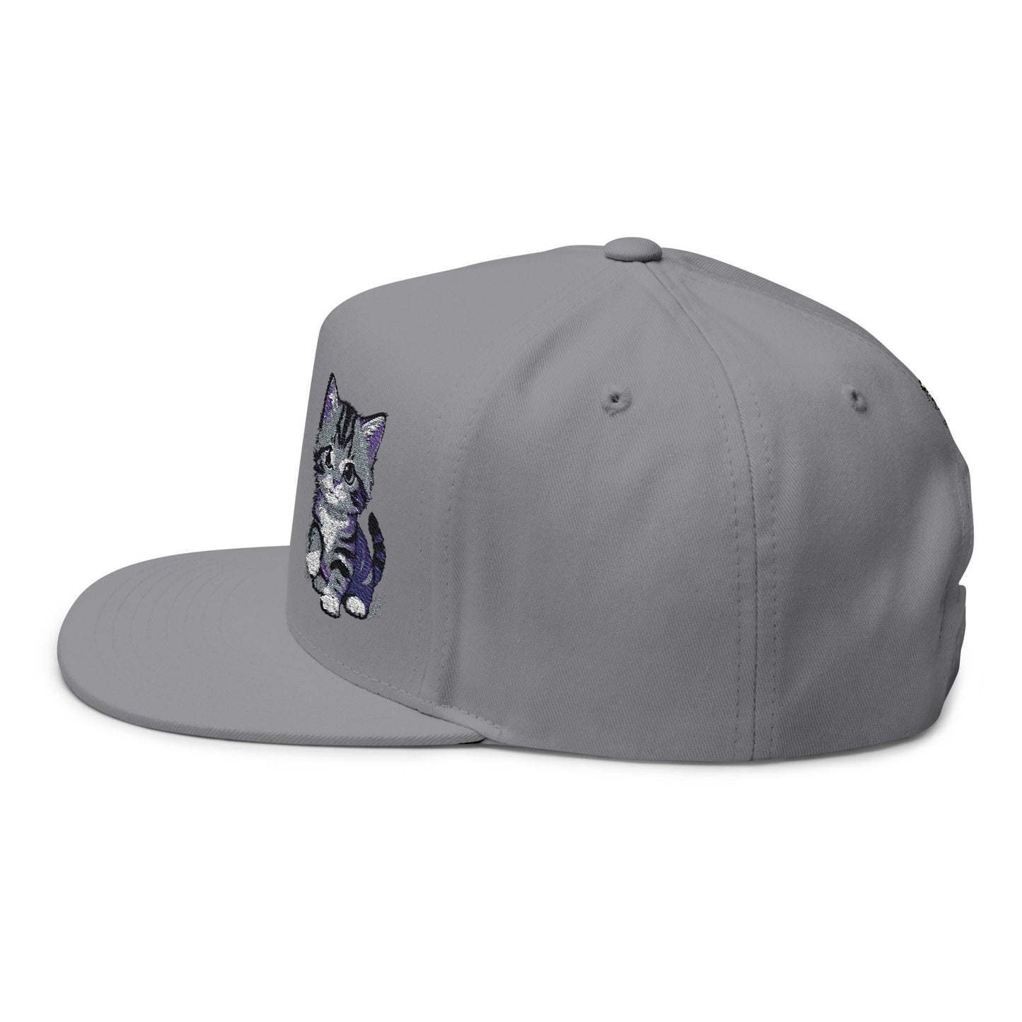 Cute Kitten Embroidered Flat Bill Cap | Small Tabby Cat DIEGO Collection