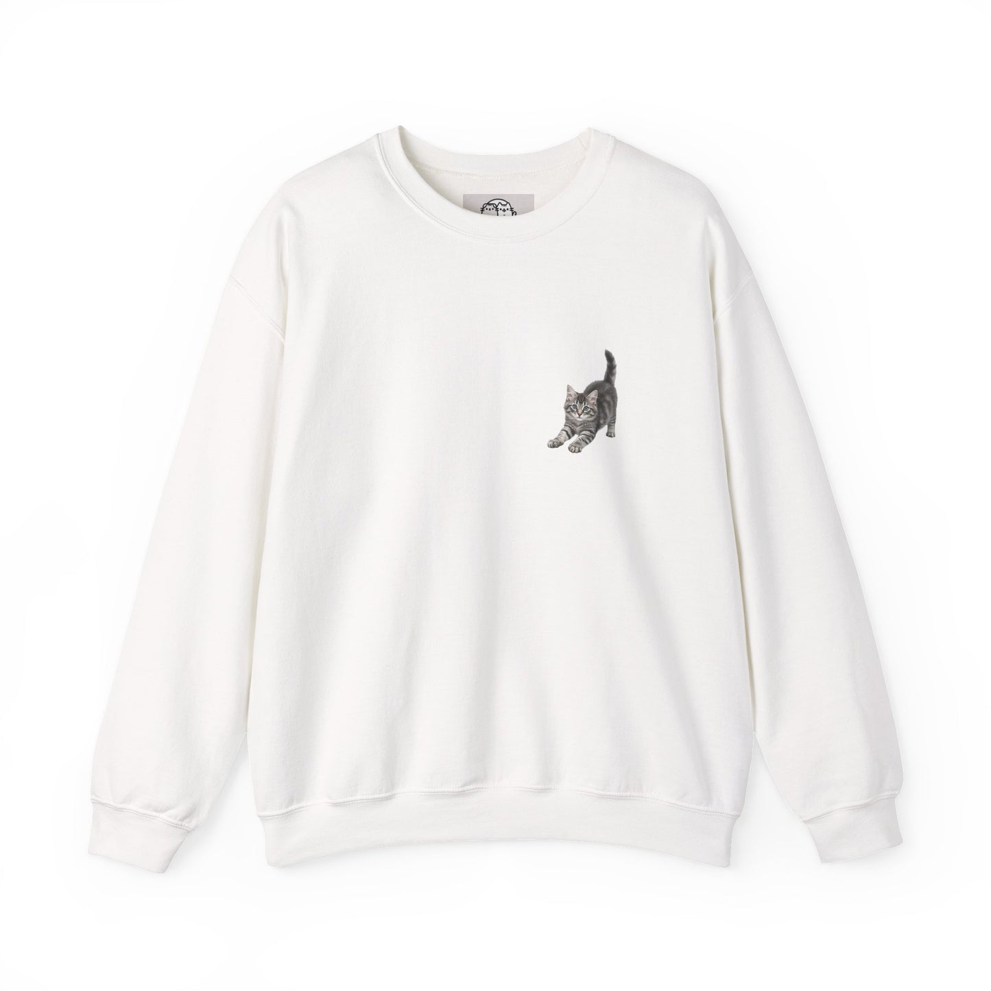 Playful Kitten Illustration Sweatshirt | Small Chest Cat Artwork