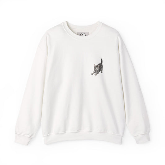 Playful Kitten Illustration Sweatshirt | Small Chest Cat Artwork