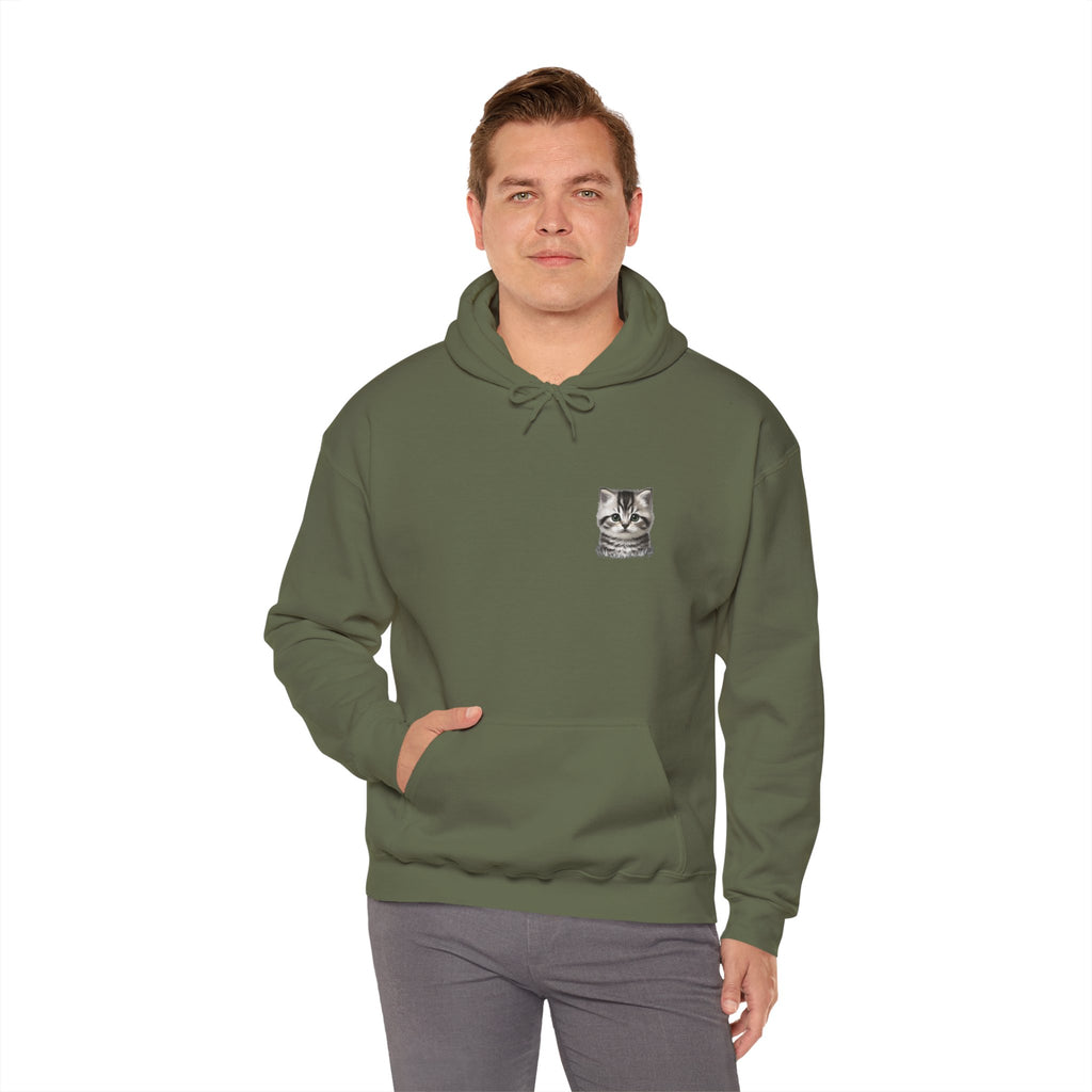 Proper Cat Portrait Illustration Hoodie | Small Chest Print, Bestie Best Collection