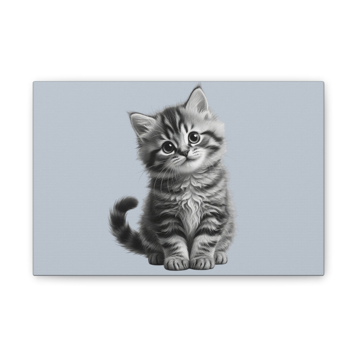 Gray Tabby Kitten Illustration Canvas- Bestie Best Decor Collection- Sage Collection