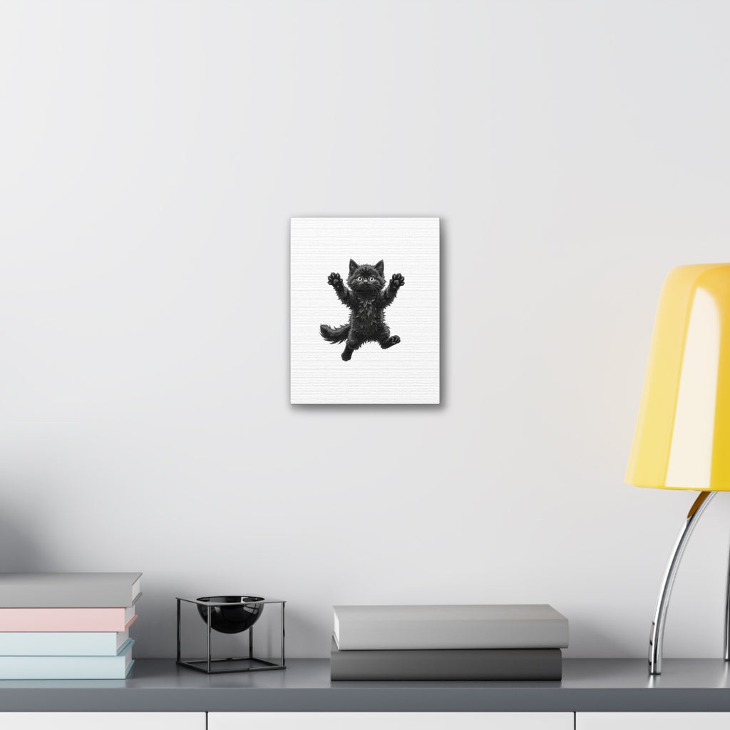 Playful Fluffy Black Kitten Canvas- Twixie Collection- Bestie Best Decor Collection