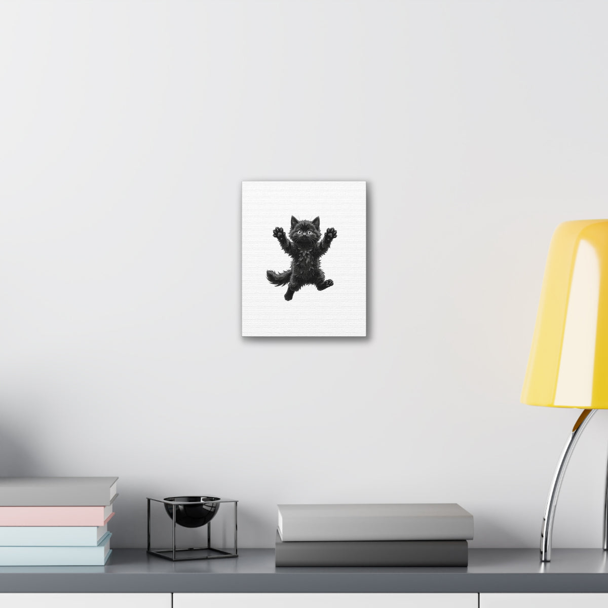 Playful Fluffy Black Kitten Canvas- Twixie Collection- Bestie Best Decor Collection