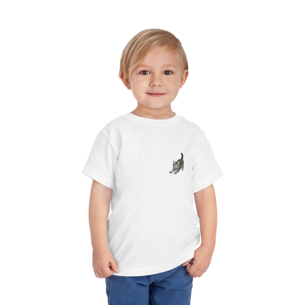 Playful Kitten Chest Print Toddler Tee | Cute Cat Shirt- Carmen Collection- Bestie Best Luxury Collection