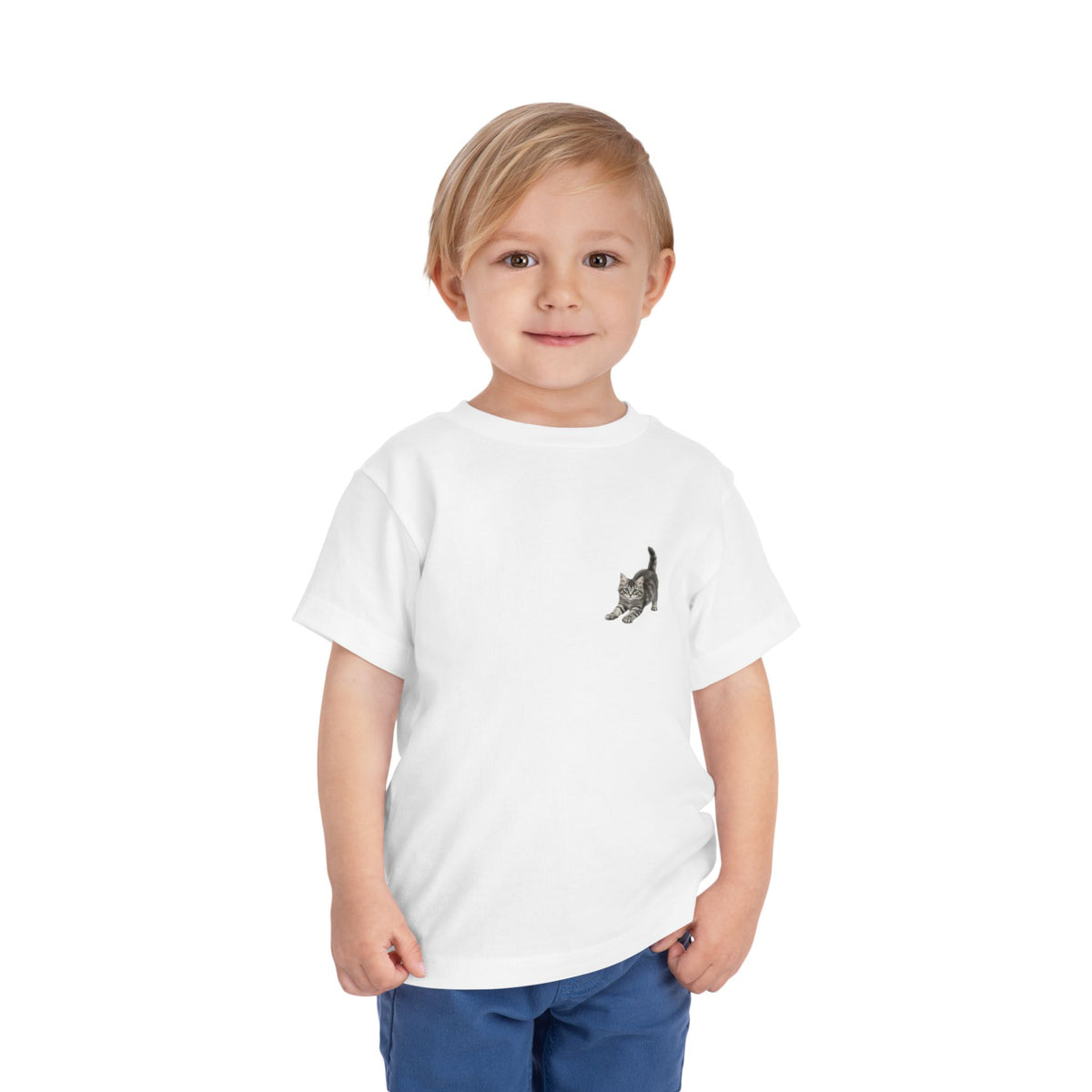 Playful Kitten Chest Print Toddler Tee | Cute Cat Shirt- Carmen Collection- Bestie Best Luxury Collection