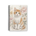 Orange  Kitten Floral Notebook | Spiral Ruled Journal- Vienna Bestie Best Collection