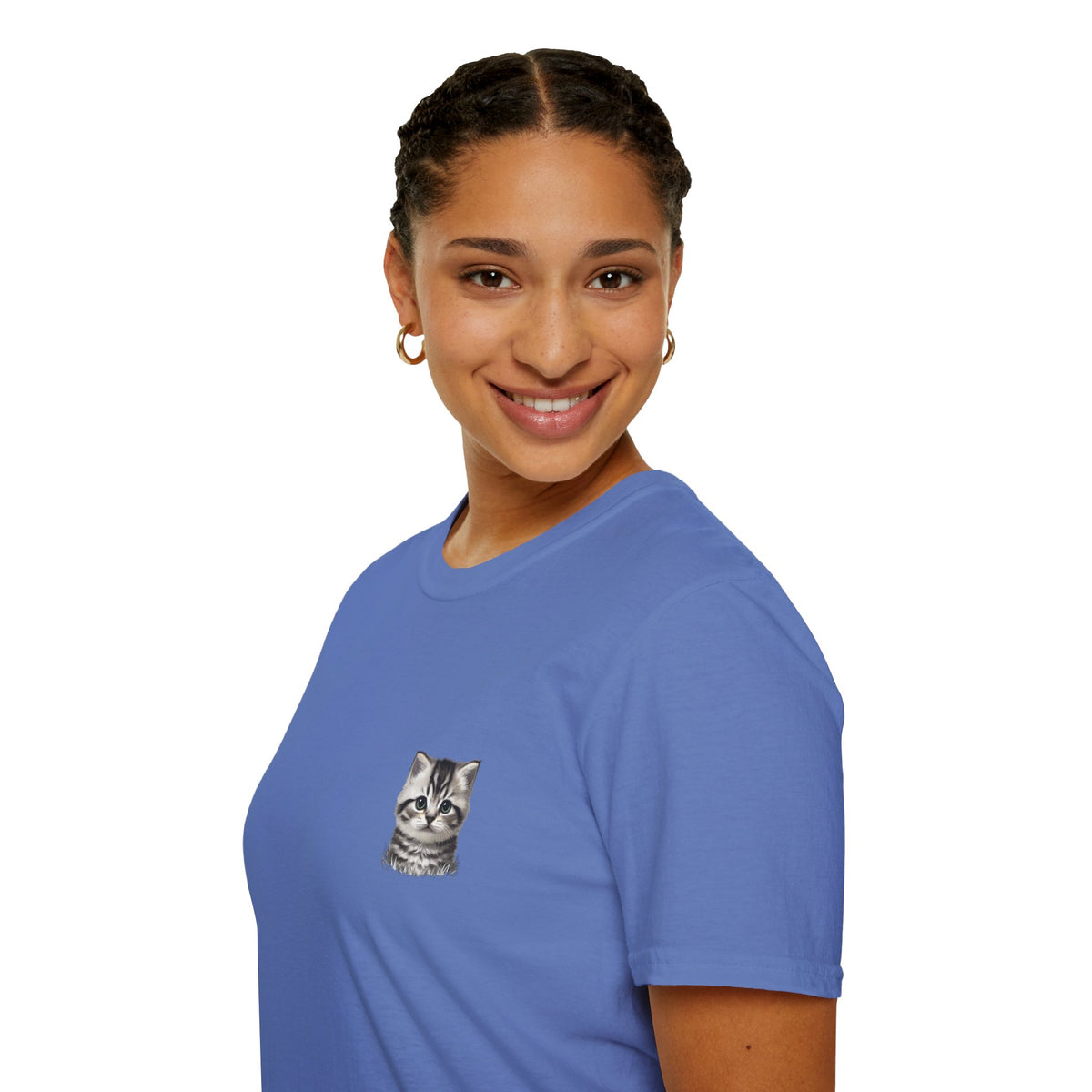 Proper Kitten Portrait T-Shirt | Small Chest Pocket Illustration- Bestie Best Collection