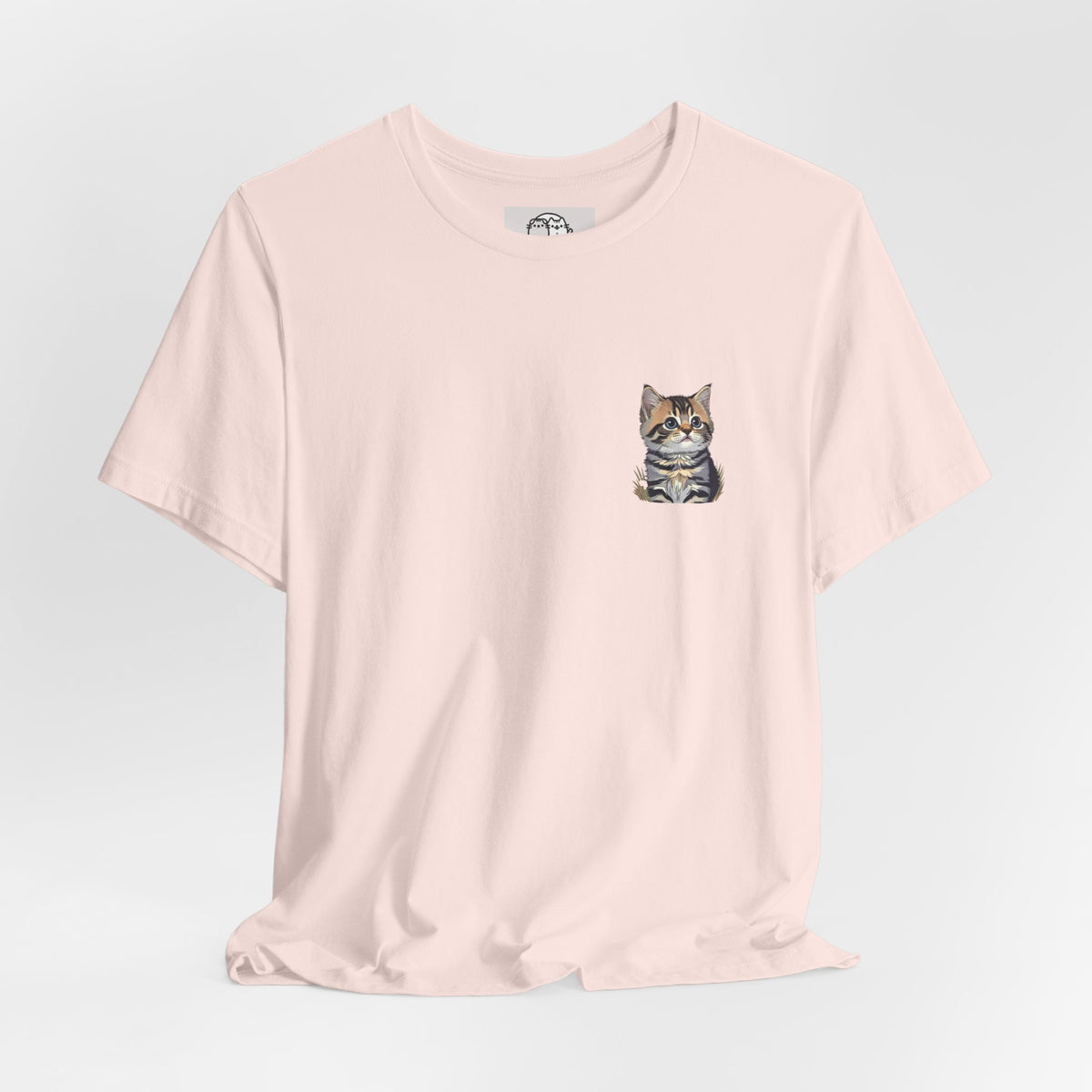 Main Coon Cat Pocket Art T-Shirt | Small Chest Cat Illustration- Bestie Best Collection