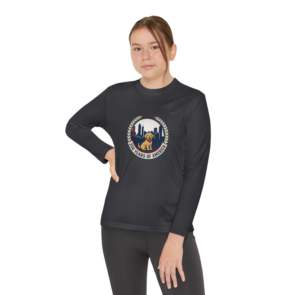 250 Years Celebration With Labrador in City Atlanta Skyline Tee | Youth Long Sleeve