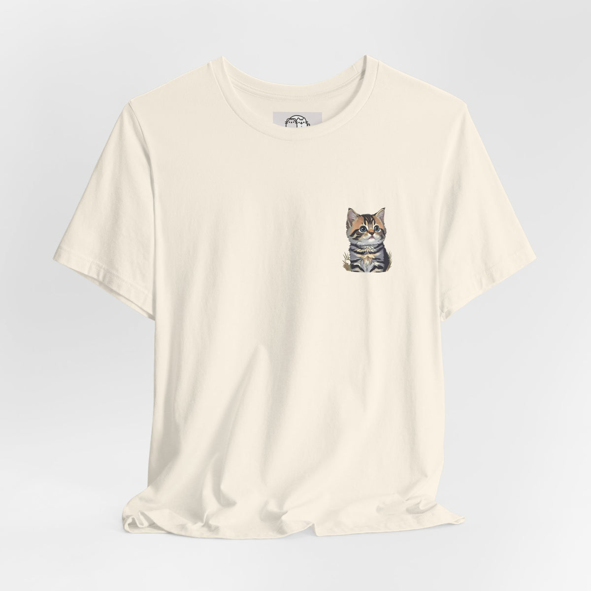 Main Coon Cat Pocket Art T-Shirt | Small Chest Cat Illustration- Bestie Best Collection