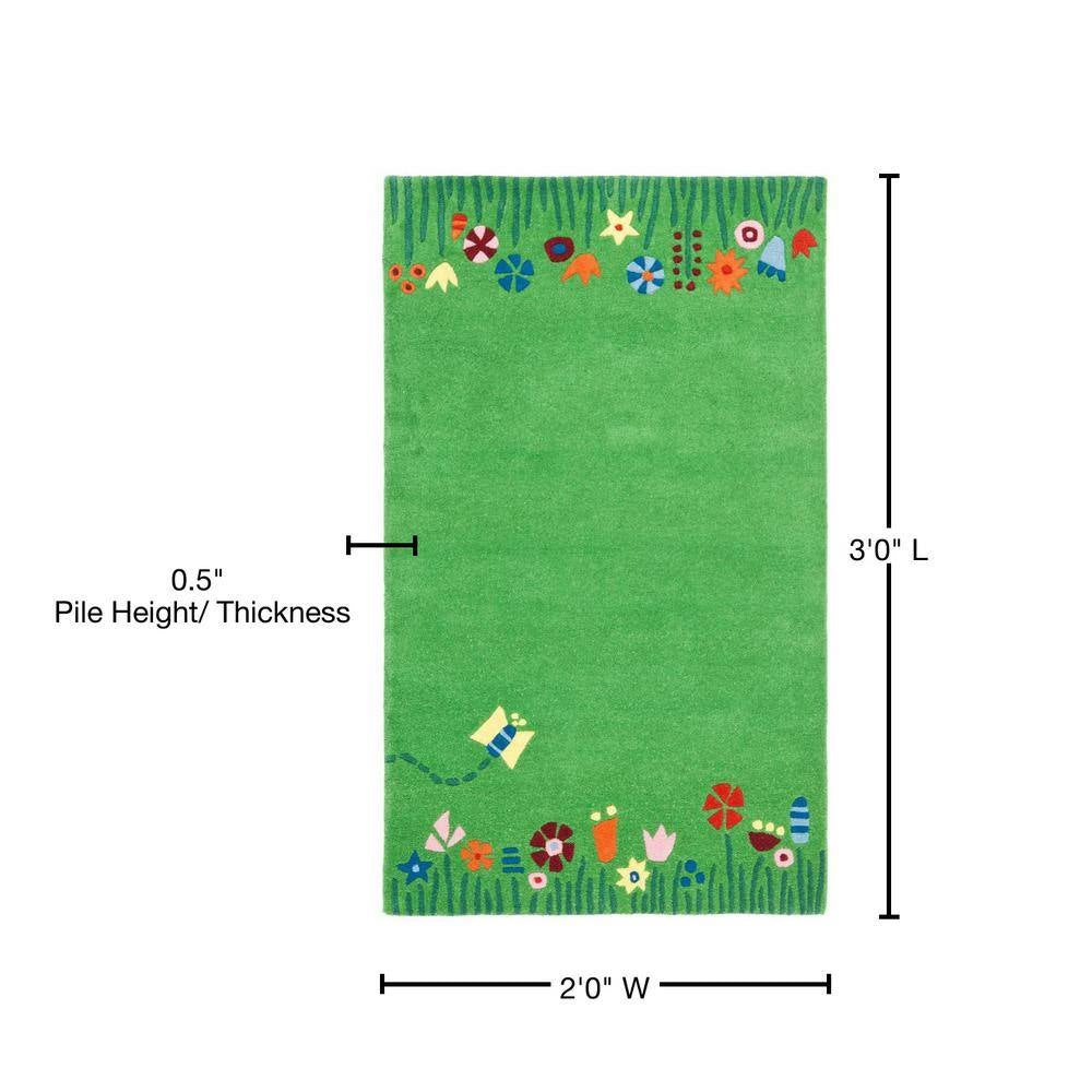 Kids Green/Multi Doormat 2 Ft. X 3 Ft. Floral Area Rug