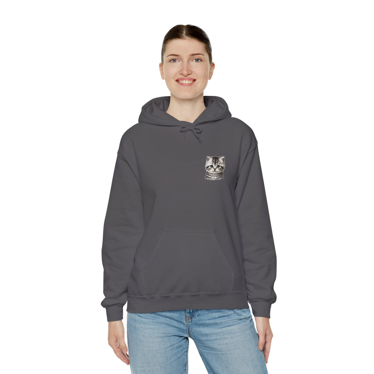 Proper Cat Portrait Illustration Hoodie | Small Chest Print, Bestie Best Collection
