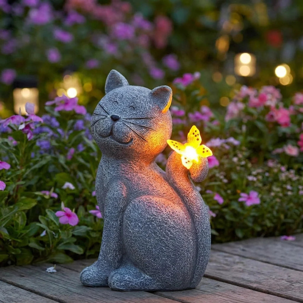 Solar Powered Garden Statue - Glimmerpaws