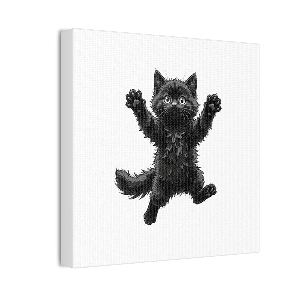Playful Fluffy Black Kitten Canvas- Twixie Collection- Bestie Best Decor Collection