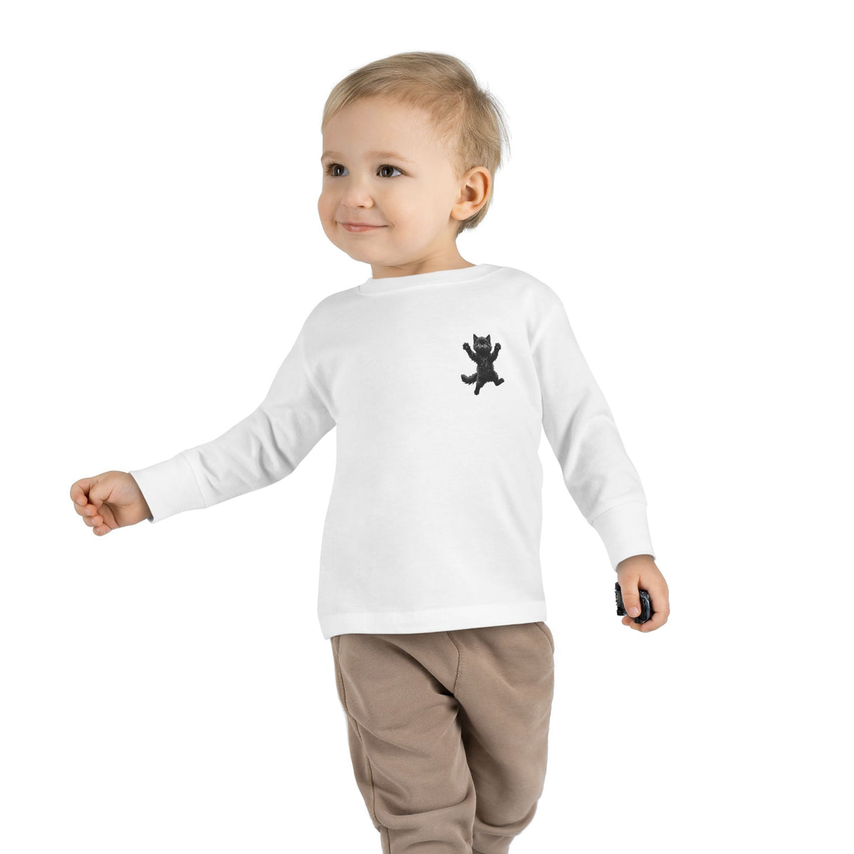 Playful Black Fluffy Kitty toddler long sleeve tee | Mini graphic- Twixie Collection- Bestie Best Collection