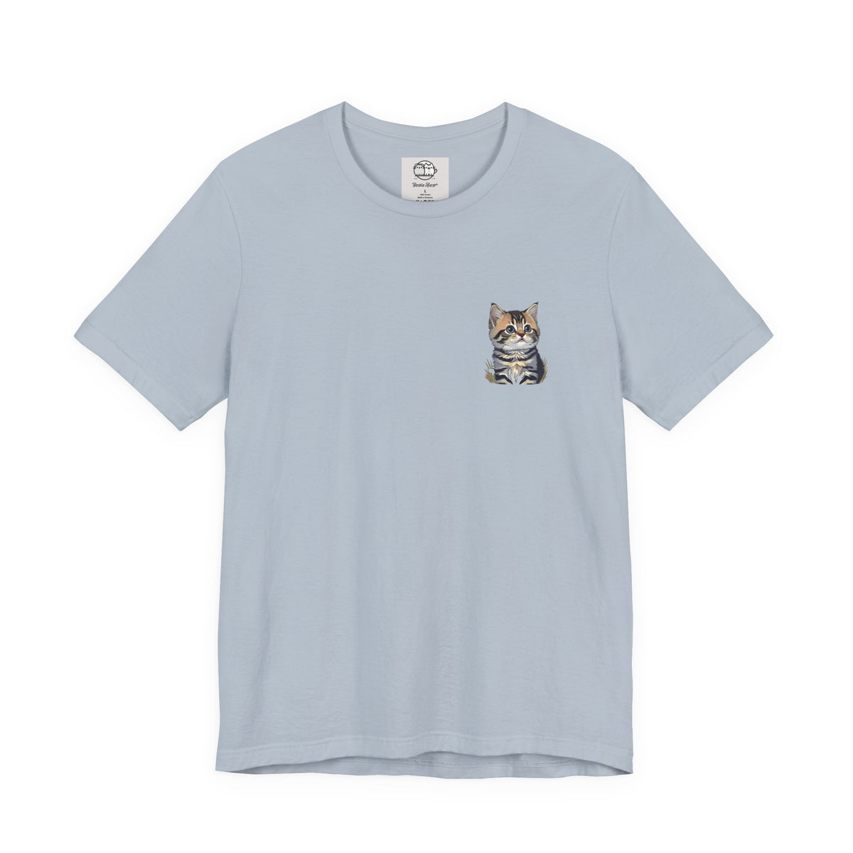 Main Coon Cat Pocket Art T-Shirt | Small Chest Cat Illustration- Bestie Best Collection