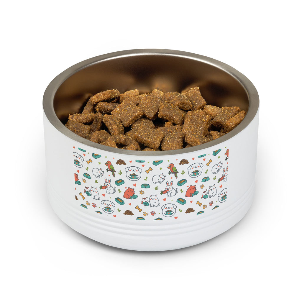 Cute Cat and Fish Pattern Pet Bowl | 18oz Stainless Steel Bowl