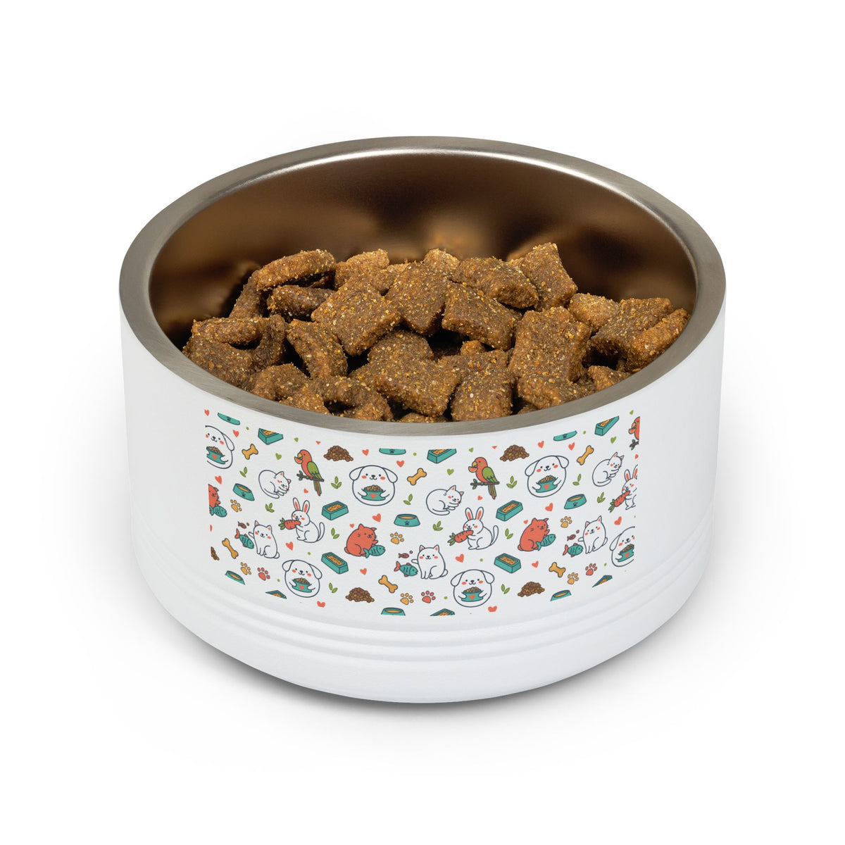 Cute Cat and Fish Pattern Pet Bowl | 18oz Stainless Steel Bowl