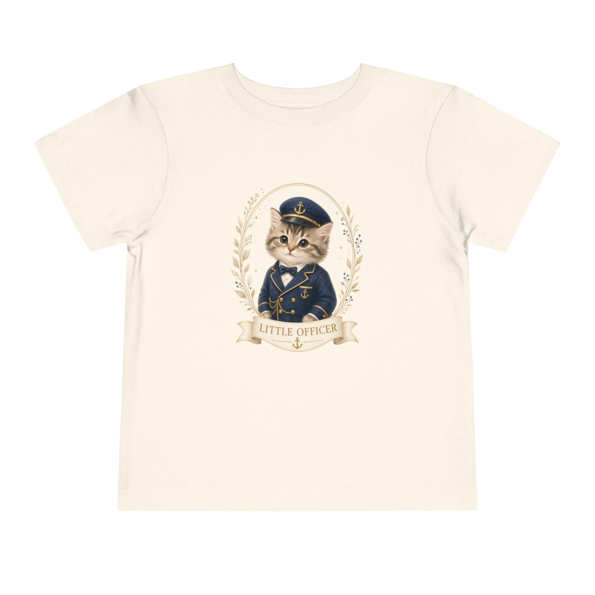 Little Officer Cat toddler tee | kitten captain illustration- Carmen Collection- Bestie Best Luxury Collection