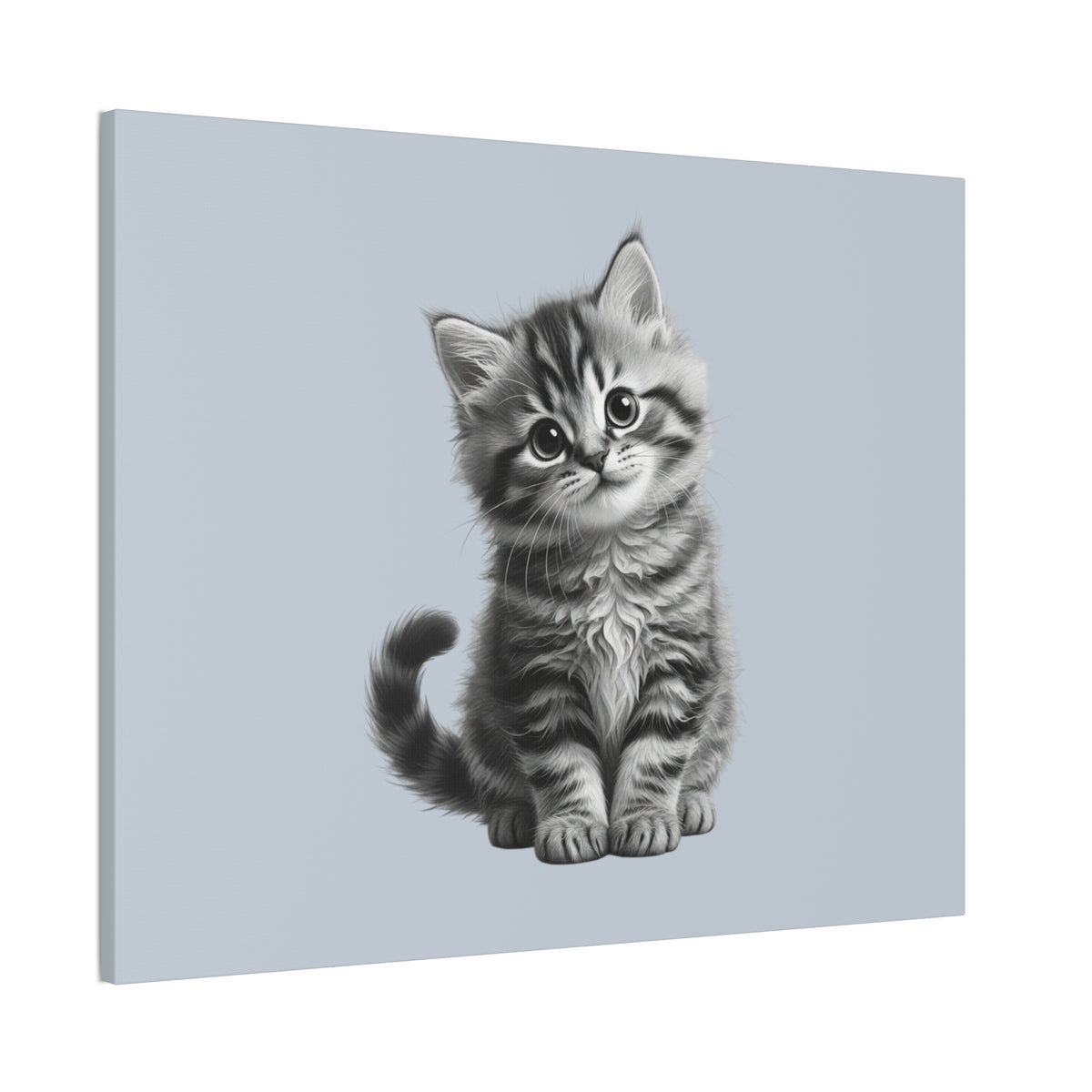 Gray Tabby Kitten Illustration Canvas- Bestie Best Decor Collection- Sage Collection