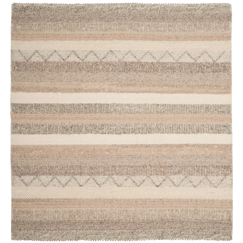 Jacques Hand Woven Wool/Cotton Striped Rug in Beige