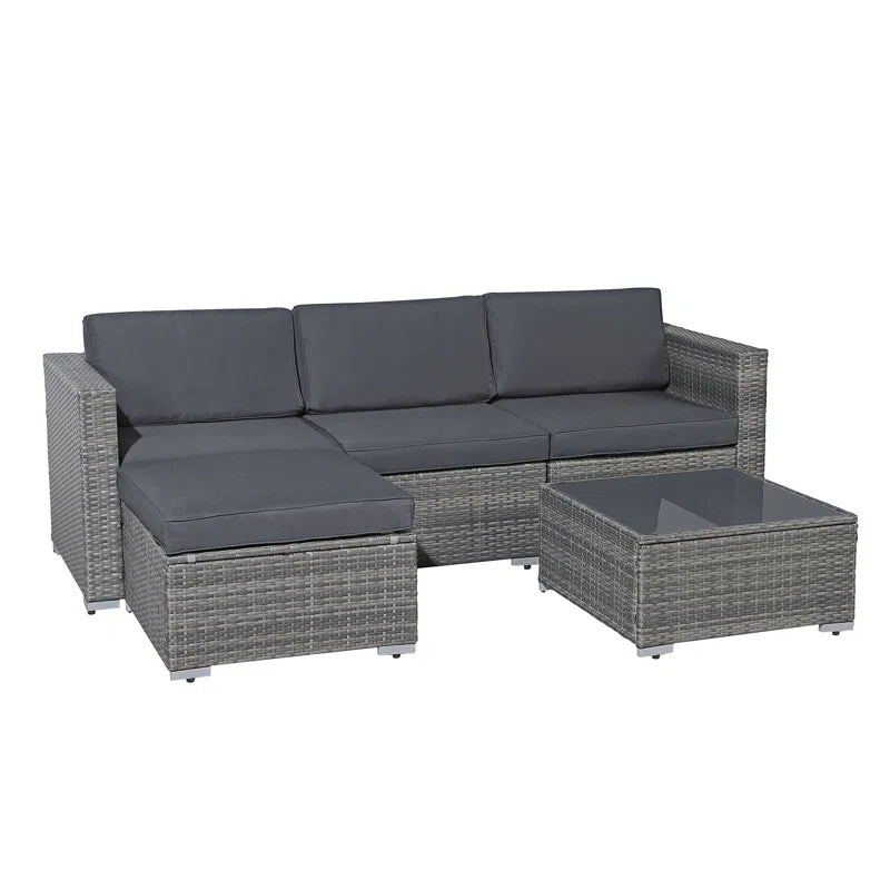 Abler Wicker 3 - Person Modular Patio Conversation Set with Cushions