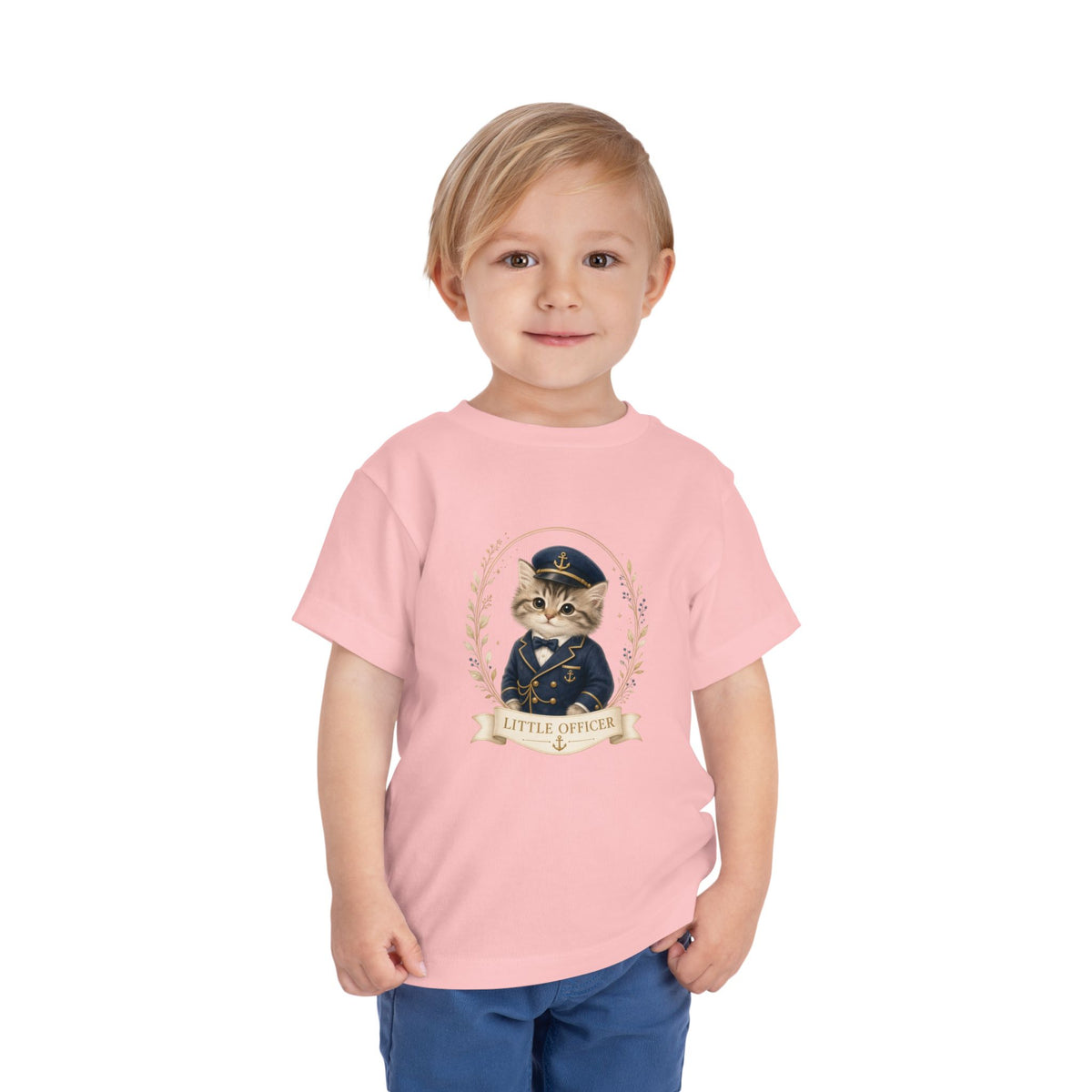Little Officer Cat toddler tee | kitten captain illustration- Carmen Collection- Bestie Best Luxury Collection