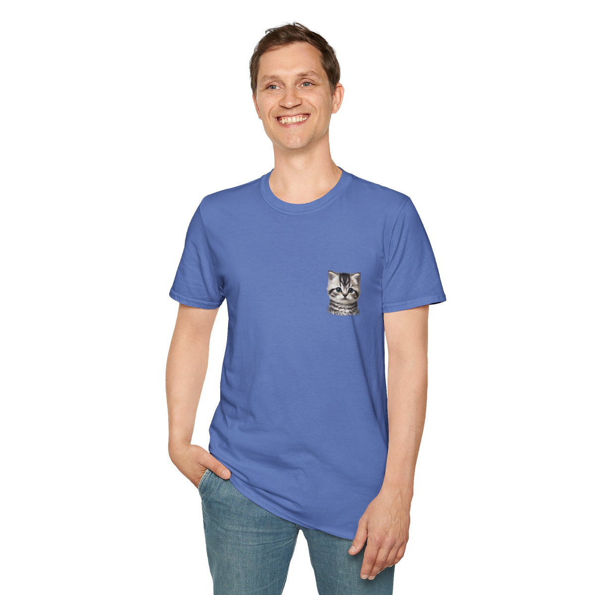 Proper Kitten Portrait T-Shirt | Small Chest Pocket Illustration- Bestie Best Collection