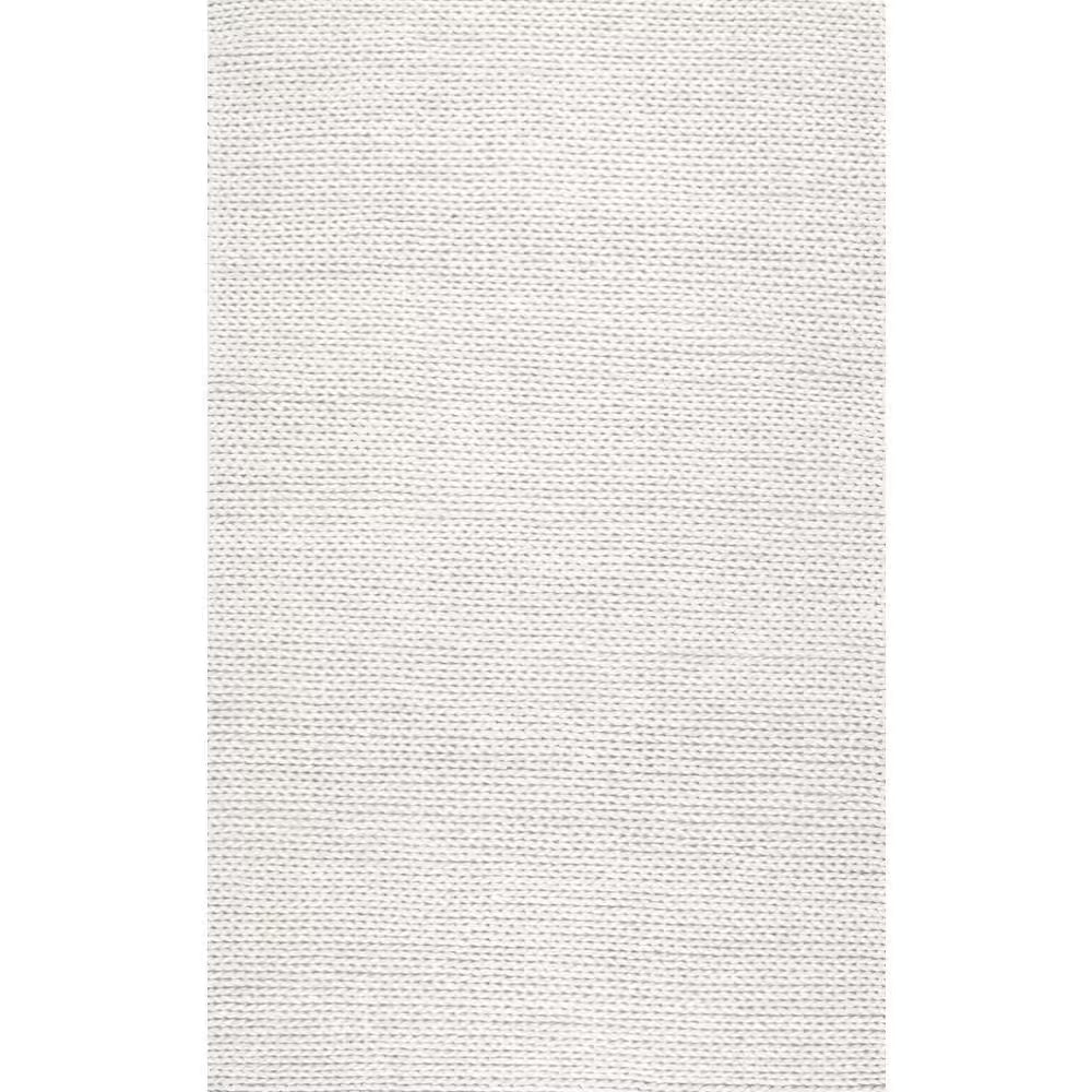Caryatid Chunky Woolen Cable Off-White Doormat 3 Ft. X 5 Ft. Area Rug