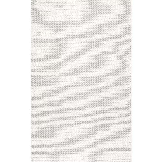 Caryatid Chunky Woolen Cable Off-White Doormat 3 Ft. X 5 Ft. Area Rug