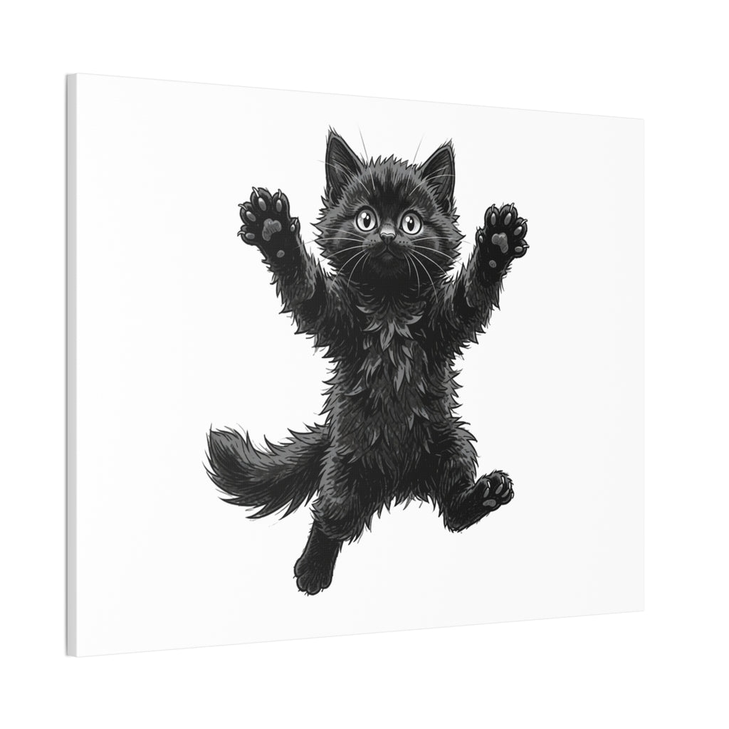 Playful Fluffy Black Kitten Canvas- Twixie Collection- Bestie Best Decor Collection