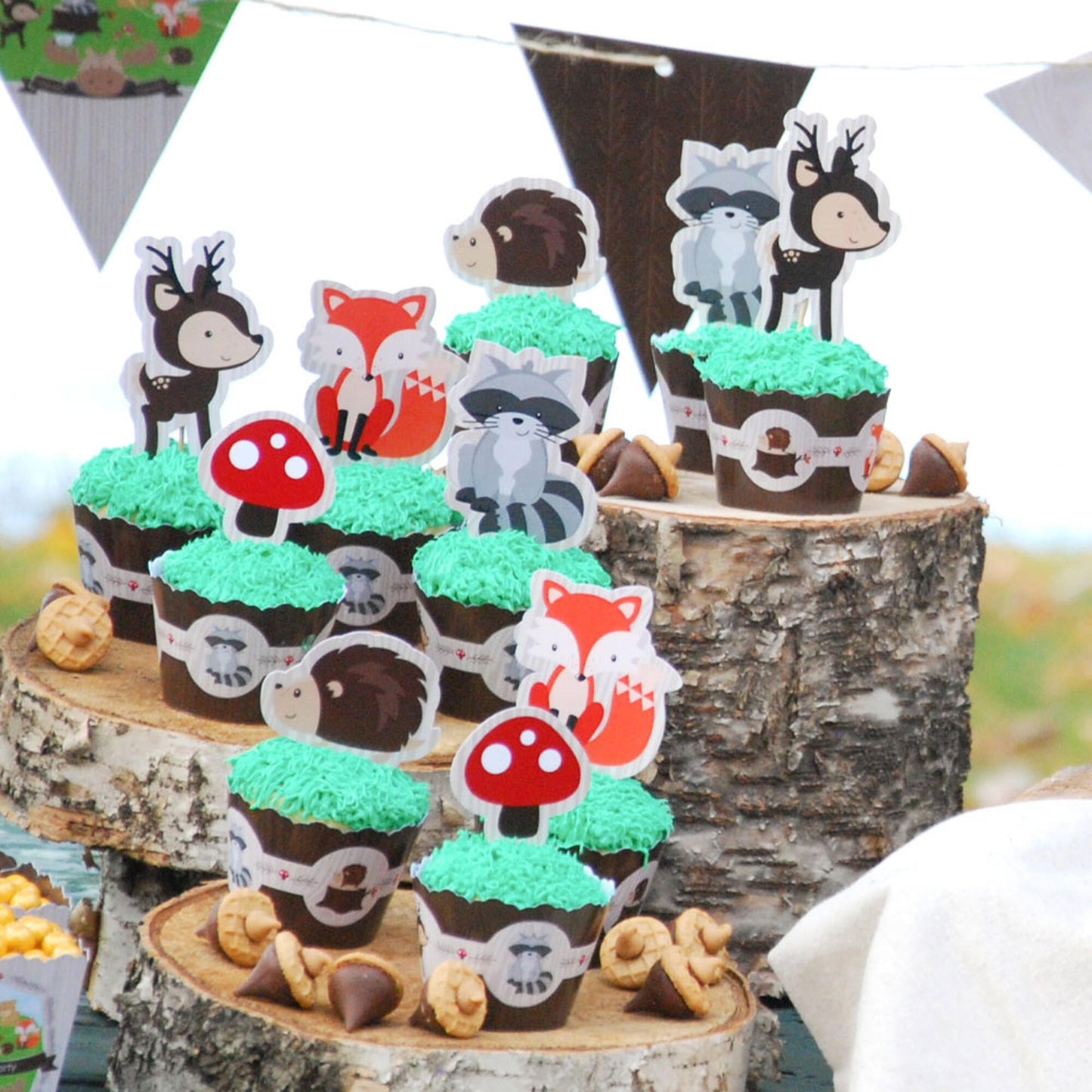 Woodland Creatures - DIY Shaped Baby Shower or Birthday Party Cut-Outs - 24 Count