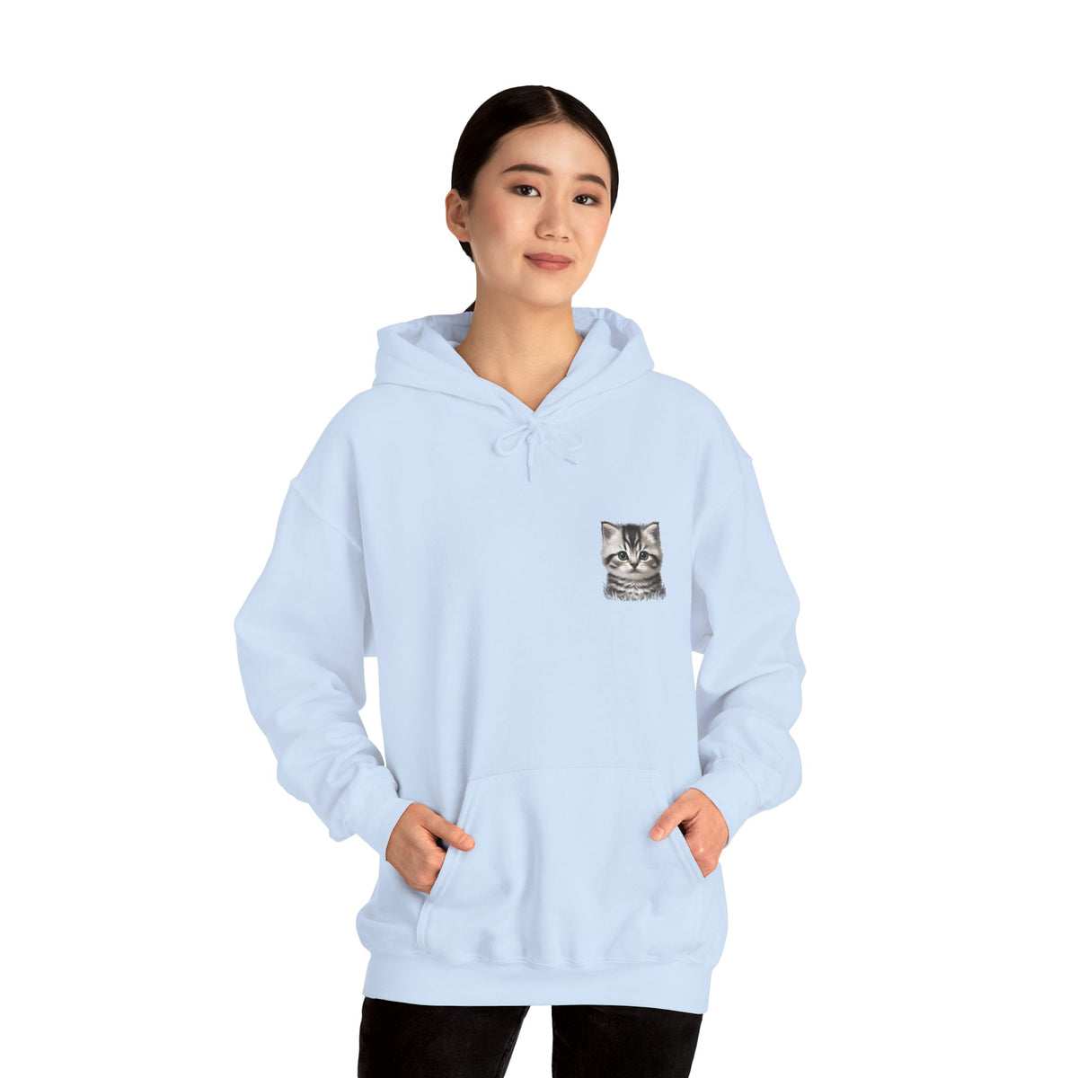 Proper Cat Portrait Illustration Hoodie | Small Chest Print, Bestie Best Collection