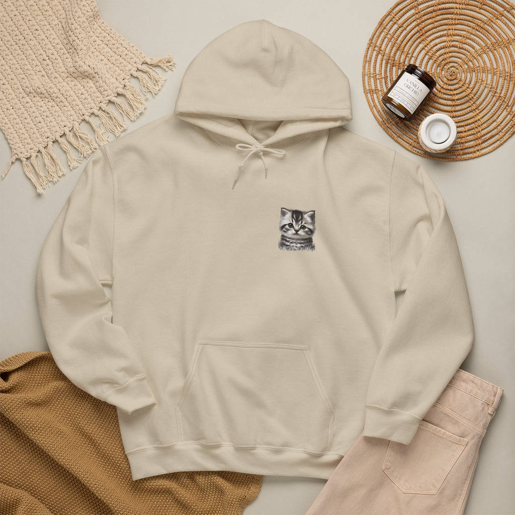 Proper Cat Portrait Illustration Hoodie | Small Chest Print, Bestie Best Collection
