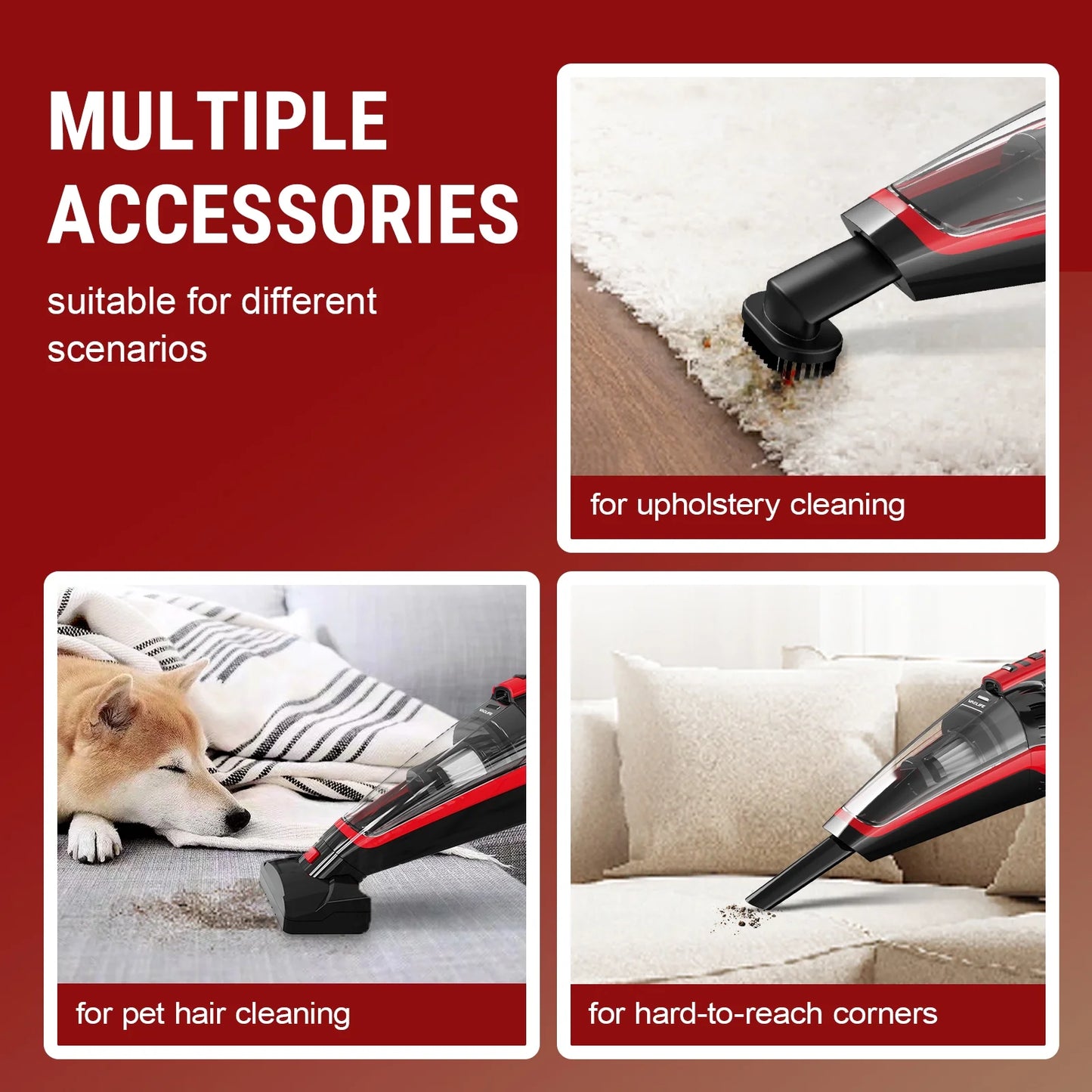 Cordless Handheld Vacuum, Car Vacuum Cleaner Rechargeable with Motorized Brush, Powerful Stair Vacuum