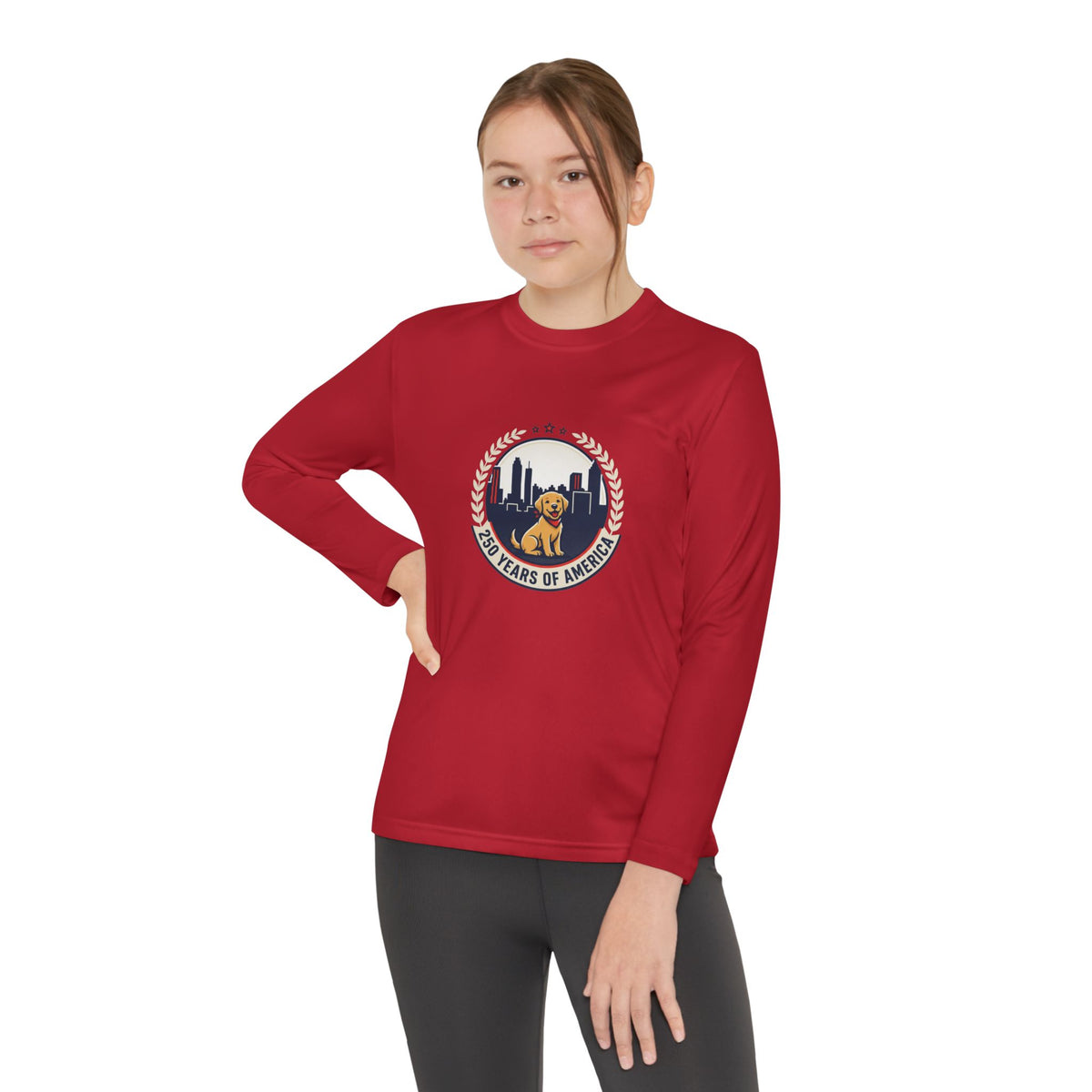 250 Years Celebration With Labrador in City Atlanta Skyline Tee | Youth Long Sleeve
