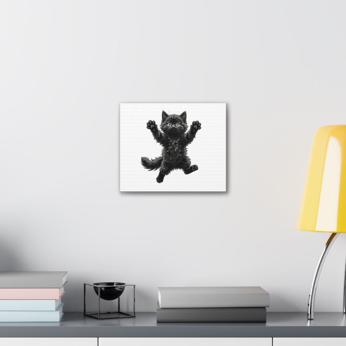 Playful Fluffy Black Kitten Canvas- Twixie Collection- Bestie Best Decor Collection