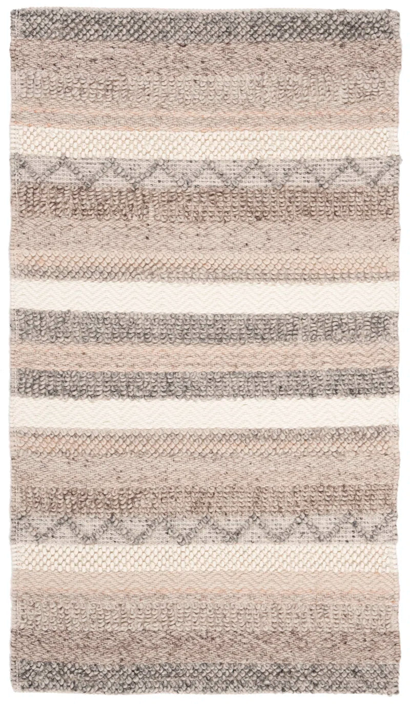 Jacques Hand Woven Wool/Cotton Striped Rug in Beige