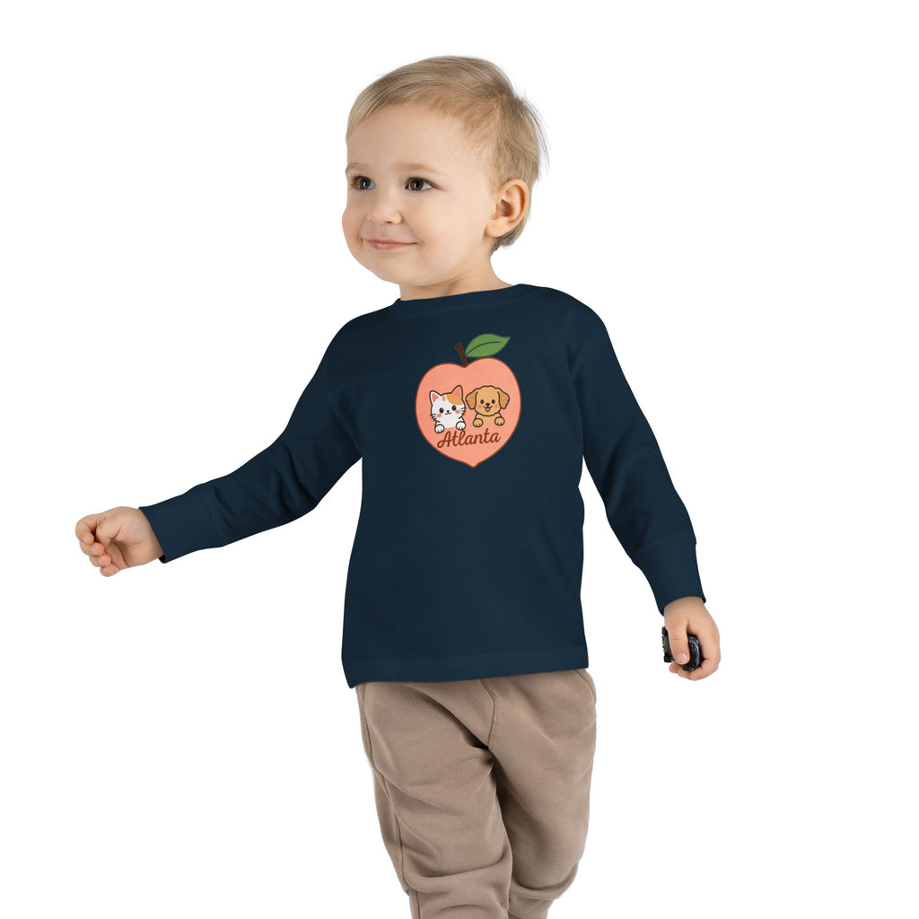 ATLANTA Peach Puppy and Kitten Toddler long sleeve tee | Cute Georgia design