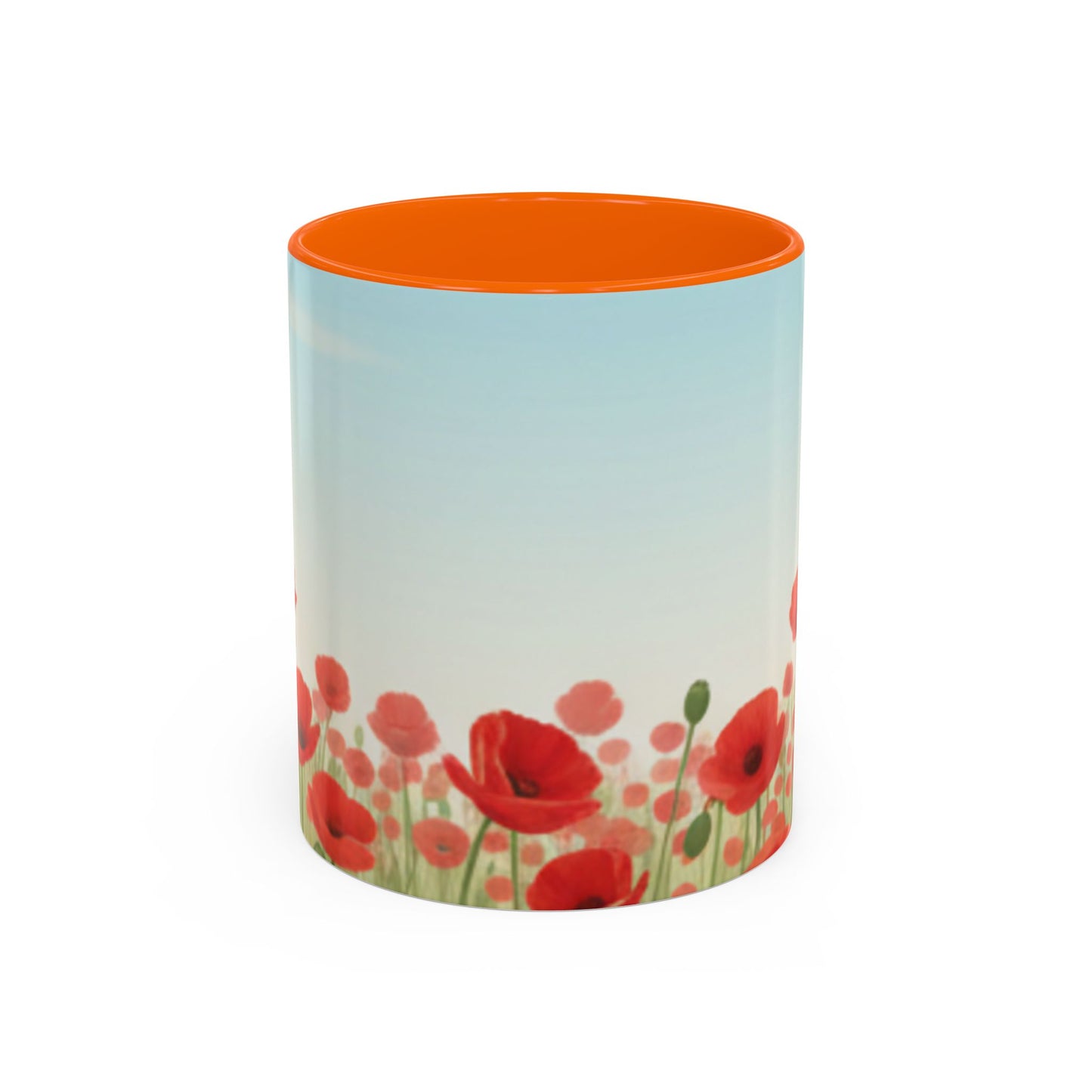 Poppy Field Accent Coffee Mug — Floral 11/15oz Ceramic Morning Cup Bright Uplifting