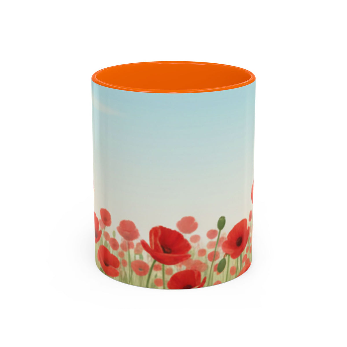 Poppy Field Accent Coffee Mug — Floral 11/15oz Ceramic Morning Cup Bright Uplifting