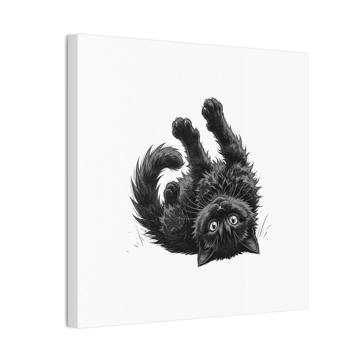 Playful Fluffy Black Kitten Canvas- Twixie Collection- Bestie Best Decor Collection