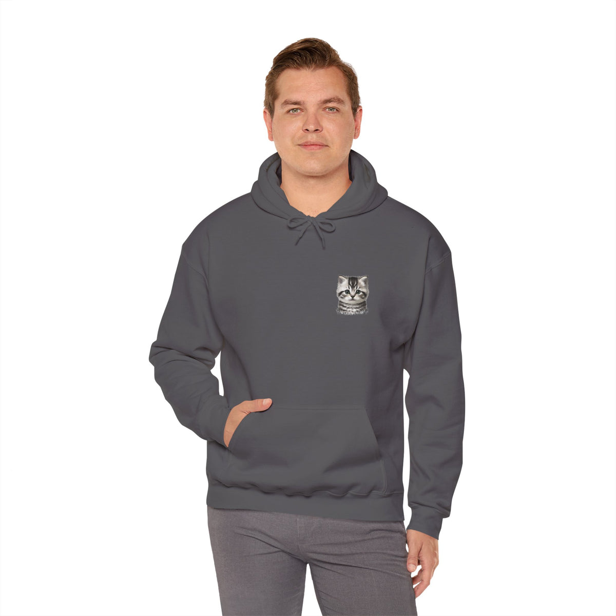 Proper Cat Portrait Illustration Hoodie | Small Chest Print, Bestie Best Collection