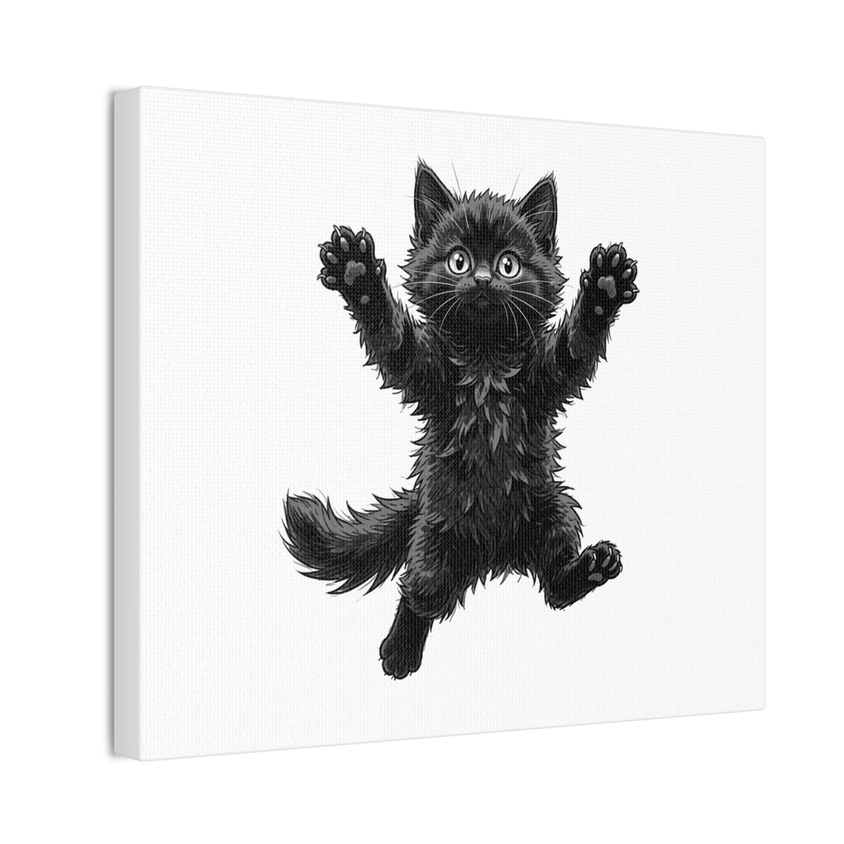 Playful Fluffy Black Kitten Canvas- Twixie Collection- Bestie Best Decor Collection